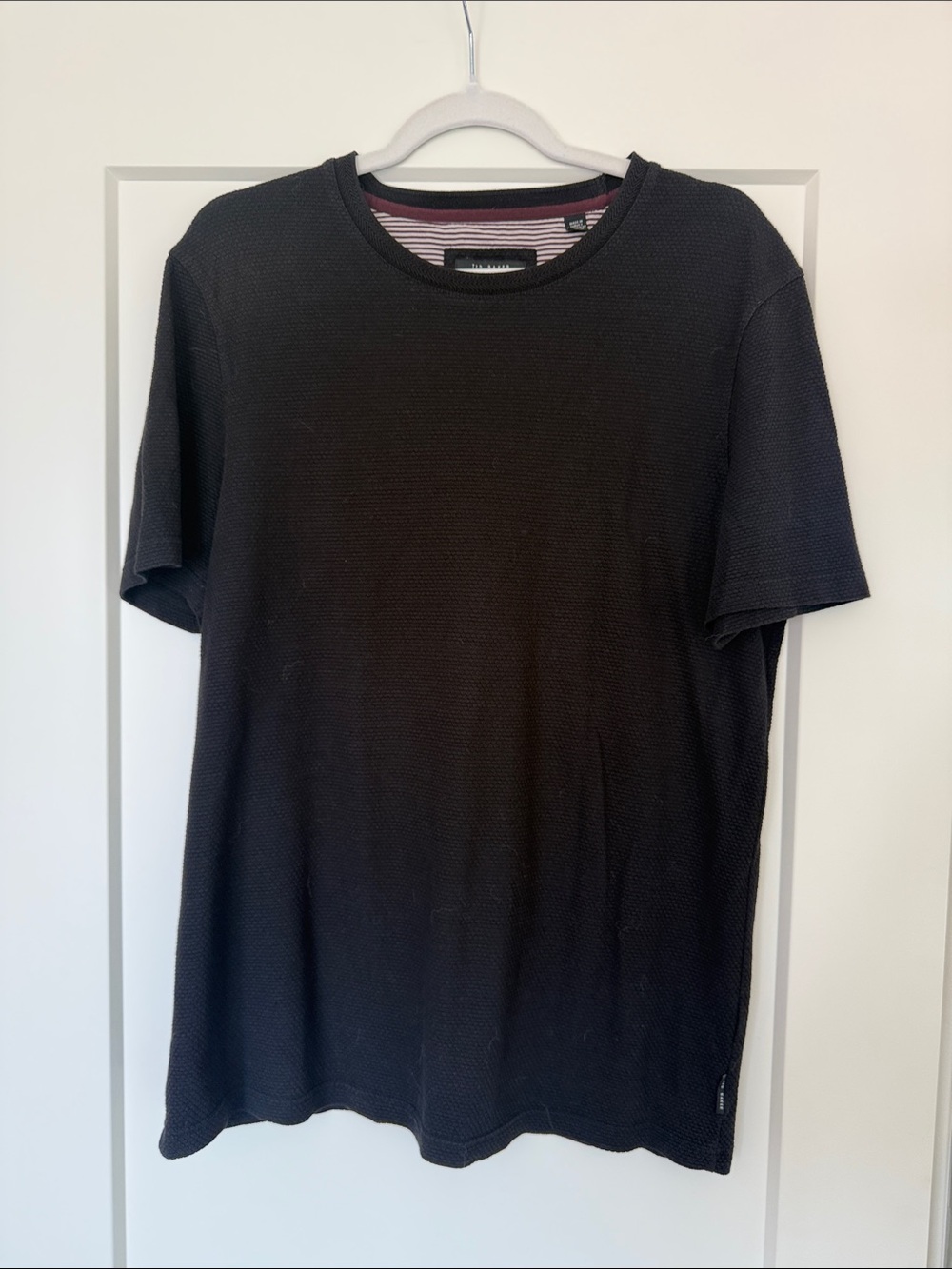Ted Baker Men's Textured Dark Charcoal Short Sleeve Tee